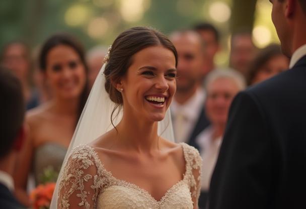 Joyful wedding photography during ceremony