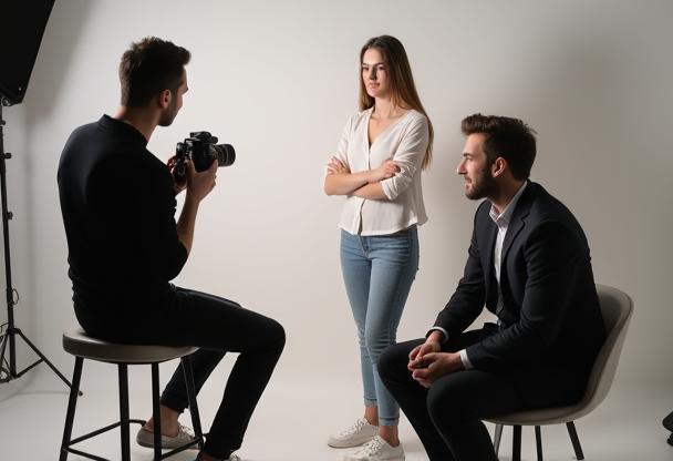 Professional portrait session in a studio setting